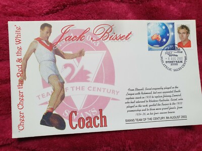 JACK BISSET 2003 SYDNEY SWAN  TEAM OF THE CENTURY  SOUVENIR COVER 