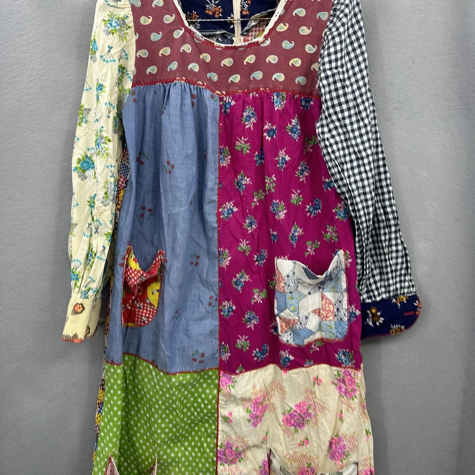 Vestido Vintage Para Mujer M/L Bolsillos Retazos Floral Boho Festival Cottagecore Foto 3 de 4