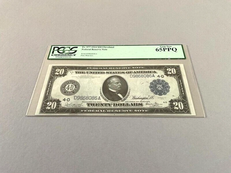 U.S. 20 Dollars Federal Reserve Note FR 977 - Cleveland 1914 PCGS 65 PPQ - Image 2 of 4