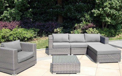 Elegante Rattan Lounge-Garnitur Garten-Garnitur ...