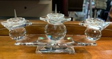 Lovely Very Rare Swarovski Crystal Clear Three Candlestick Holder SU978