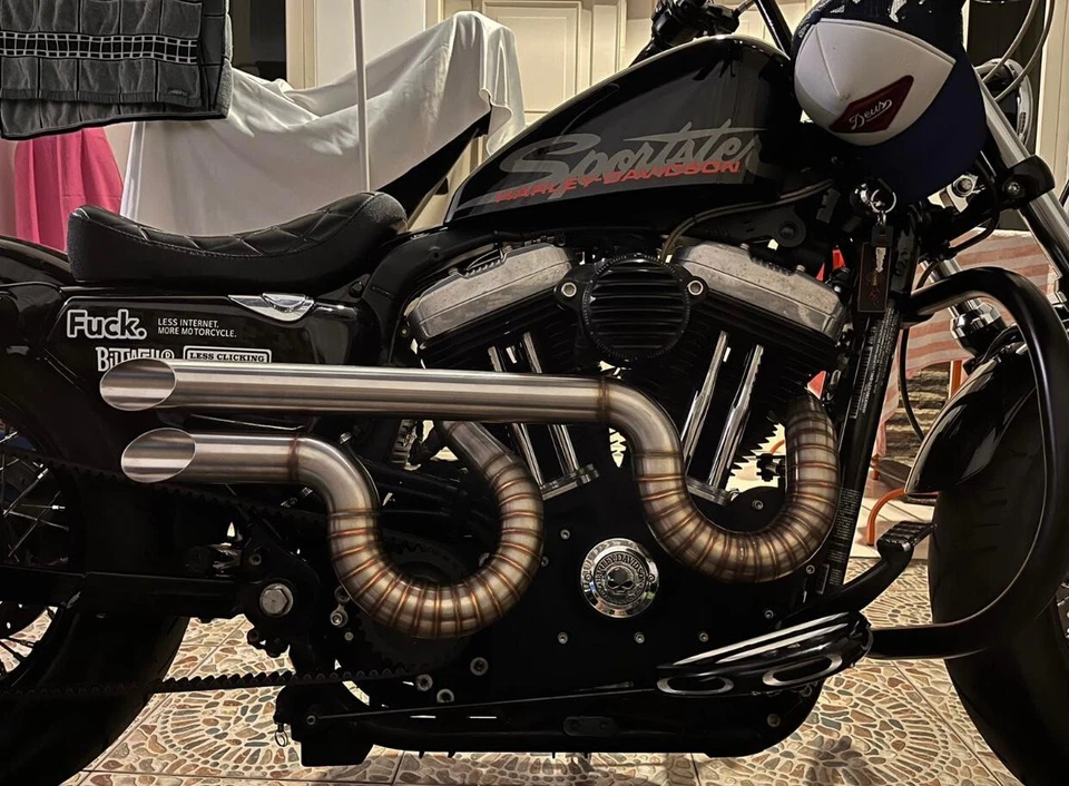 Tubos de escape 2 en 2 aptos para Harley Davidson Sportster Roadster 1200 2016-2022 Foto 4 de 4