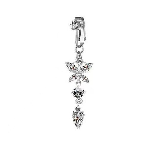 1PC Women Faux Fake Belly Ring Butterfly Fake Belly Piercing Clip Umbilical Clip - Picture 6 of 11