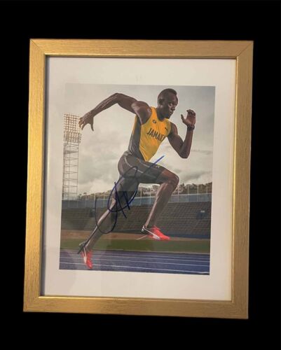 Foto firmata Usain Bolt incorniciata in oro uomo più veloce vivente 8x10 foto prova COA - Foto 1 di 14