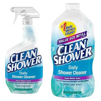 Clean Shower Daily Cleaner Spray and Refill Pack 46 Fl Oz No Harsh Fumes