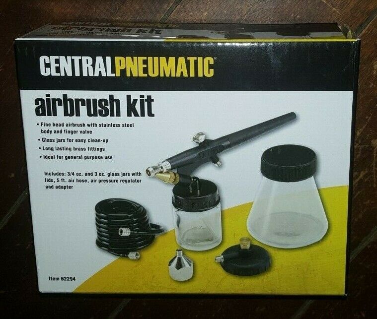 Central Pneumatic Airbrush Kit ~Jars/Air Hose/Pressure Regulator/Adapter~ 62294