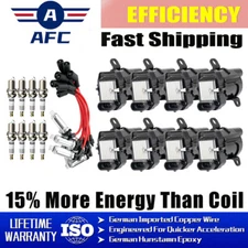 8 OEM round Ignition Coils+Spark Plugs+Wires For Chevy Silverado 1500 GMC uf262