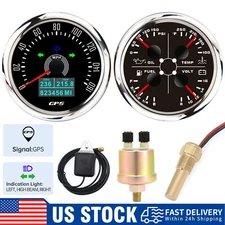 2 Gauge Set 85MM GPS Speedometer 0-160MPH Fuel Water Temp Press Volt with Sensor