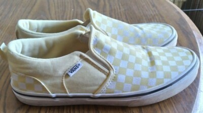 Boys Van Yellow Checkered Slip Ons size 6