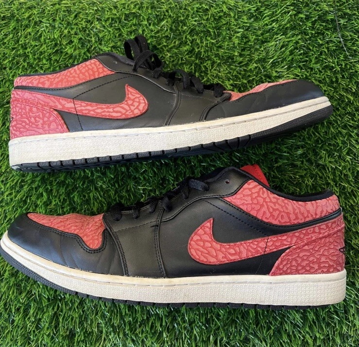 Nike Air Jordan 1 Retro Low Bred Elephant Print Red Size 15 Sneakers 553558-013 - Image 3 of 4