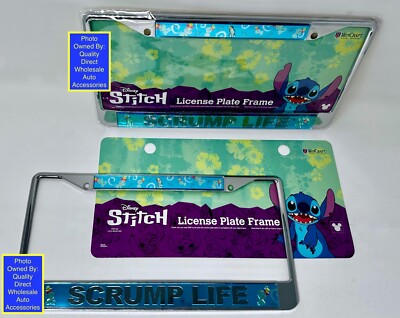 2 Disney Lilo & Stitch SCRUMP LIFE Metal License Plate Frame Pelekai BEST GIFT