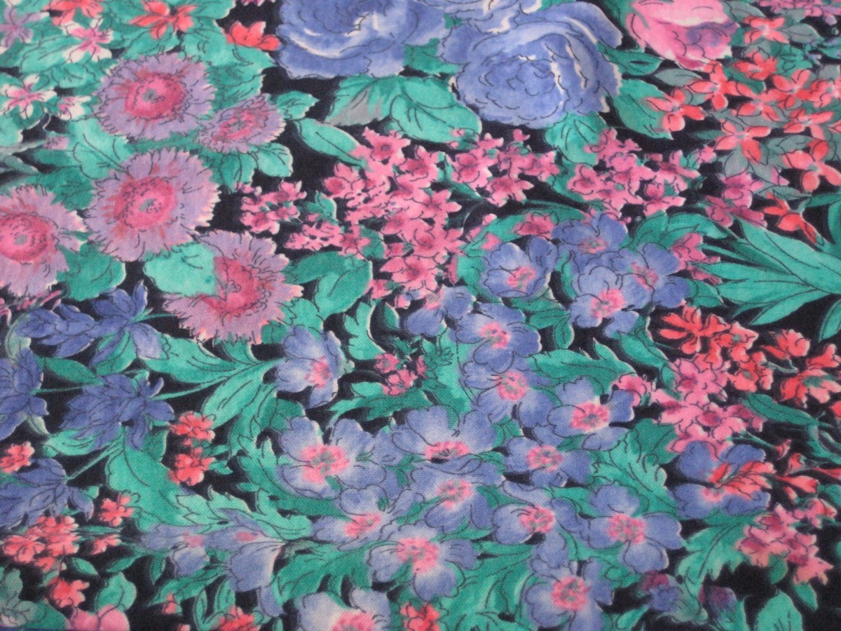 Flowers, blue & pink, vintage dress fabric (#115) BTY | eBay
