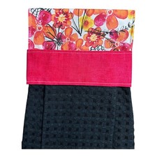 Floral Flower - Handmade Hanging Kitchen Dish Hand towel - 100 Cotton