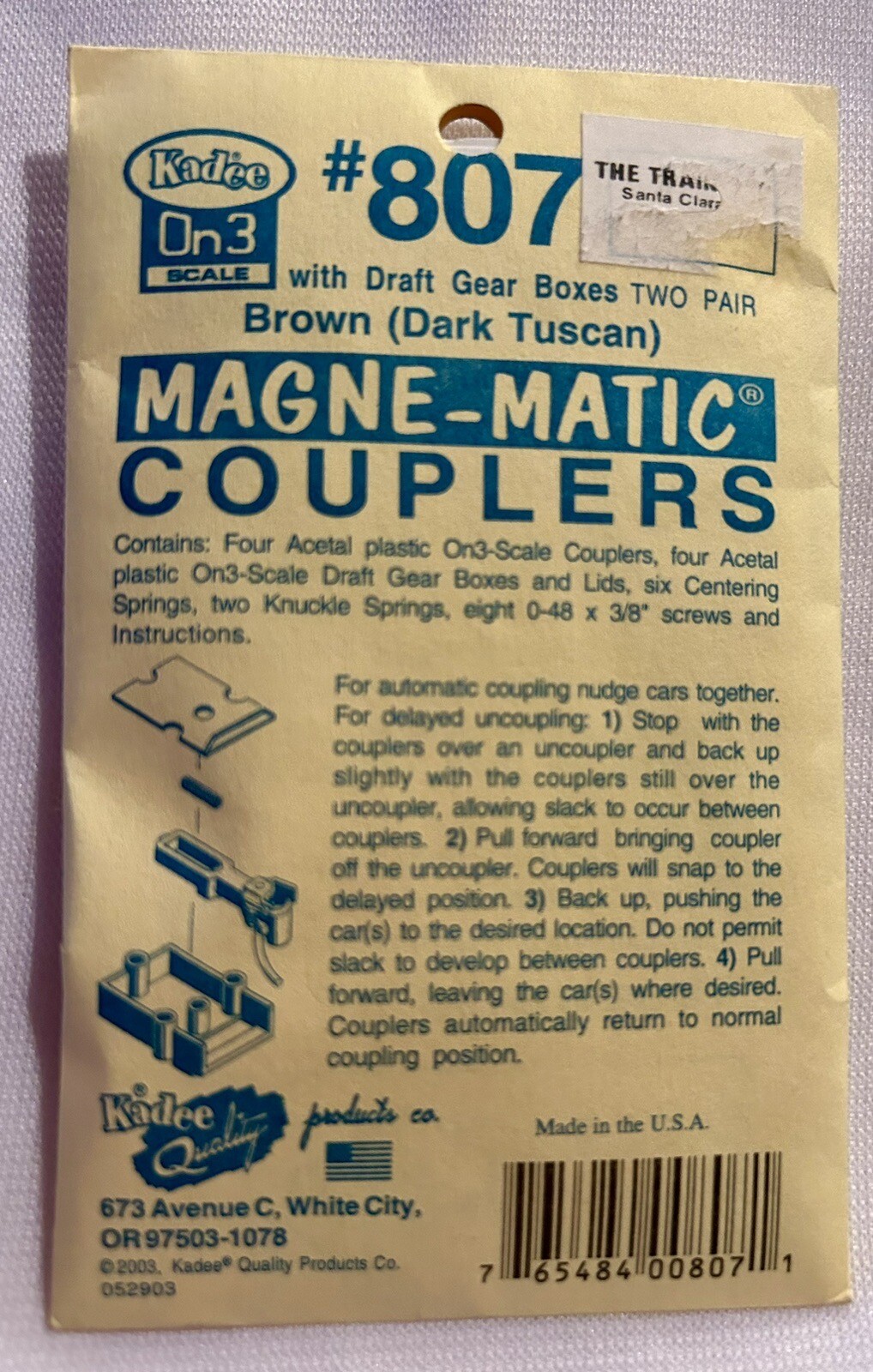 Kadee On3 scale 807 MagneMatic Plastic Couplers & Draft Gear Boxes, 2