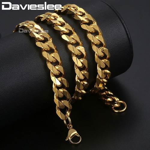 Collar de 11 mm 22/24" Oro Curva Cubano Eslabón Oro Amarillo Lleno GF Niños Hombres Cadena - Imagen 3 de 3