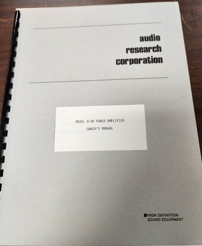 Audio Research D-90 Endstufe Bedienungsanleitung