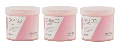 EPIL & CO Epil Co Pink Wax Pot Tub Jar Depilatory Face Leg Body Waxing Strip Beauty 3 Pack