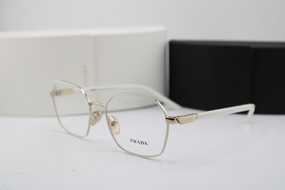 NEW PRADA VPR 55Y LFB-1O1 WHITE GOLD GUNMETAL AUTHENTIC EYEGLASSES 51-17