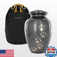 Trupoint Memorials Large Pet Urn for Dogs and Cats Ashes, Paws Print Grey Cremat