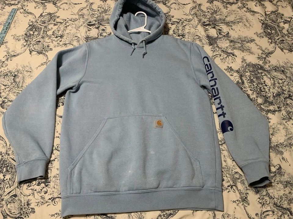 Sudadera con Capucha Carhartt Para Hombre Mediana Peso Medio Logo Manga Gráfica Azul Claro TS0228 Foto 3 de 4