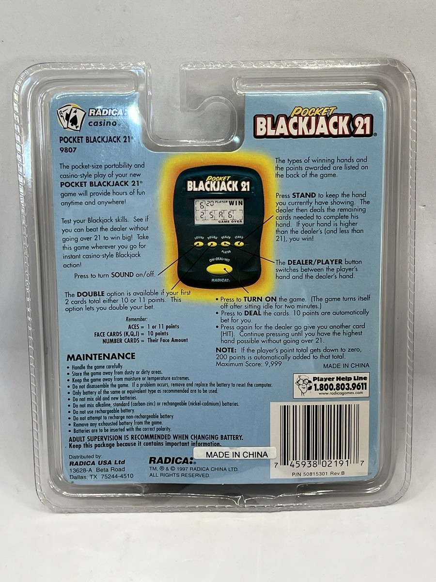 Radica Pocket Blackjack 21 Vintage 1997 Handheld Game NOS Sealed