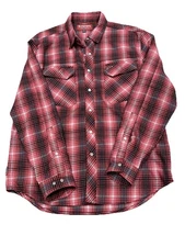 Simms Gallatin Flannel Pearl Snap Western  Fishing Long Sleeve Shirt Red Plaid L