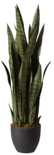 Nearly Natural 35in Green Sansevieria Plant w/ Black Planter, Faux Decor
