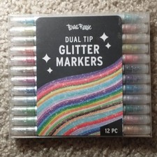 Dual Tip Markers - Glitter 12ct - 24 Sparkling Colors Professional Quality