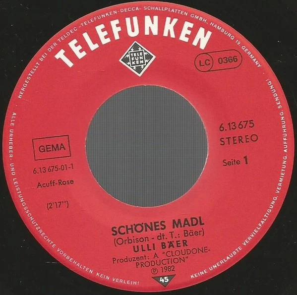Ulli Bäer - Schönes Madl 7" Single Promo Vinyl Pop Schlager 71149 - Bild 3 von 4