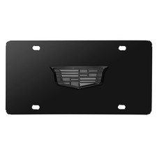 Cadillac 3d Crest Logo In Gunmetal Black Stainless Steel License Plate