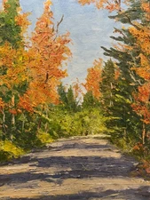 Fall  Road  Impressionist  Textured  Painting  One Of A Kind Art