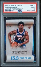 2025 Topps Holiday # ML-3 VJ Edgecombe Making The Nice List PSA 9 Card MINT!