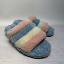 UGG Fluff Yeah Slide Blue/Pink Multicolor Pastel 1097169 Women's US Size 10