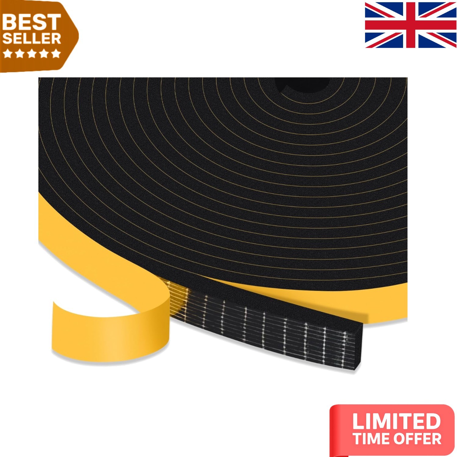 3 Rolls of Durable Weather Stripping - 12mm x 3mm, Total 15M Insulation Solution