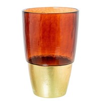 DRW Tischvase Aus Glas In Braun Und Gold, 19 X 19 X 28,5 Cm