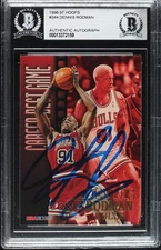 BAS 1996-97 NBA Hoops Career Best Game Dennis Rodman #344 BGS Authentic Auto HOF