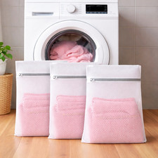 3-Pack Durable Mesh Laundry Bags With Zipper for Washing Delicates 12x16 inches.