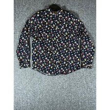 Original Penguin Mens Navy Blue Floral Long Sleeve Button Down Shirt Size M
