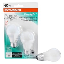 Sylvania Incandescent Light Bulb, A15, 40W, Ceiling Fan  Refrigerator Bulb,