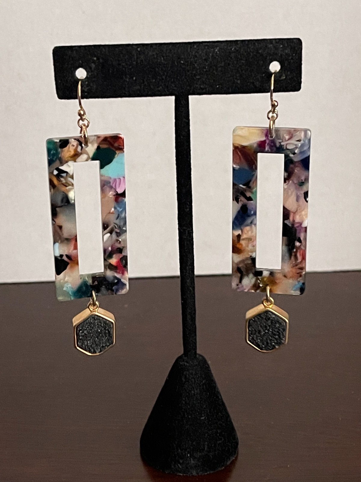 Rectangle Dangle Earrings Geometric Abstract Mult… - image 2