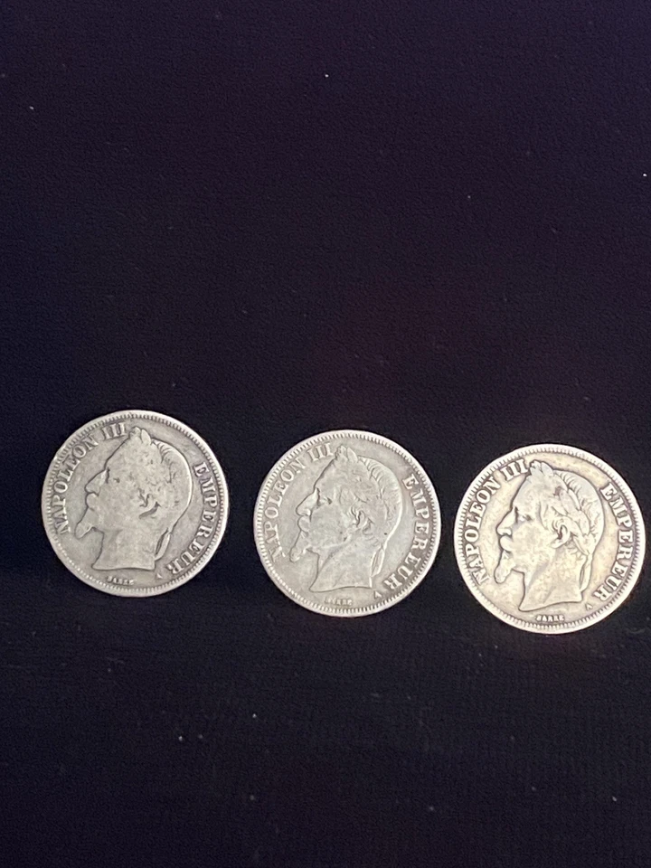 Lot de 3 Pièces Argent Napoléon III 2 Francs - Photo 1/3