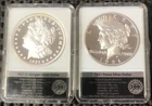 1921D Morgan & 1921 Peace Layered in .999 Silver Dollars High-Relief Proof