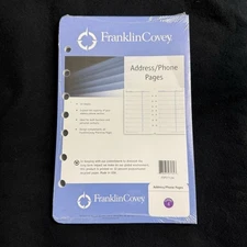 Franklin Covey Planner Address Phone Pages Classic Sz Refill 5.5 x 8.5 50 Sheets