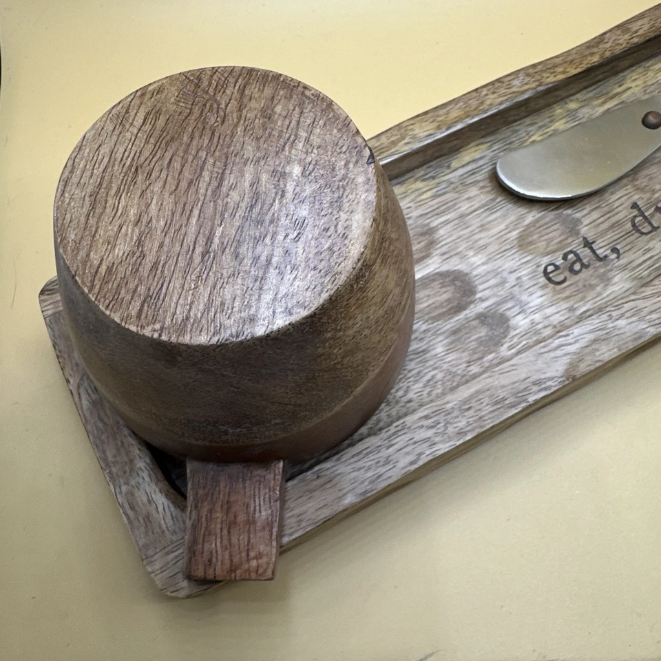 Juego de esparcidor y plato de aperitivo de madera esmaltada Buffalo Check Foto 4 de 4