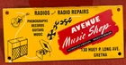 VINTAGE AVENUE MUSIC SHOP GUITAR RECORDS RADIO PORCELAIN SIGN