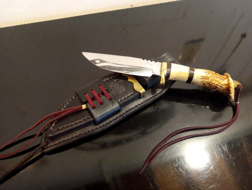 RARE 316K Crabtree 1996 10'' CrownStag Knife w/ Matching Sheath. 5'' S.S. Blade.