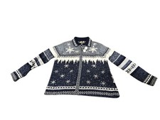 VTG Sz L Tiara International Snowflake Sequin Beaded Sweater Cardigan Zip Front