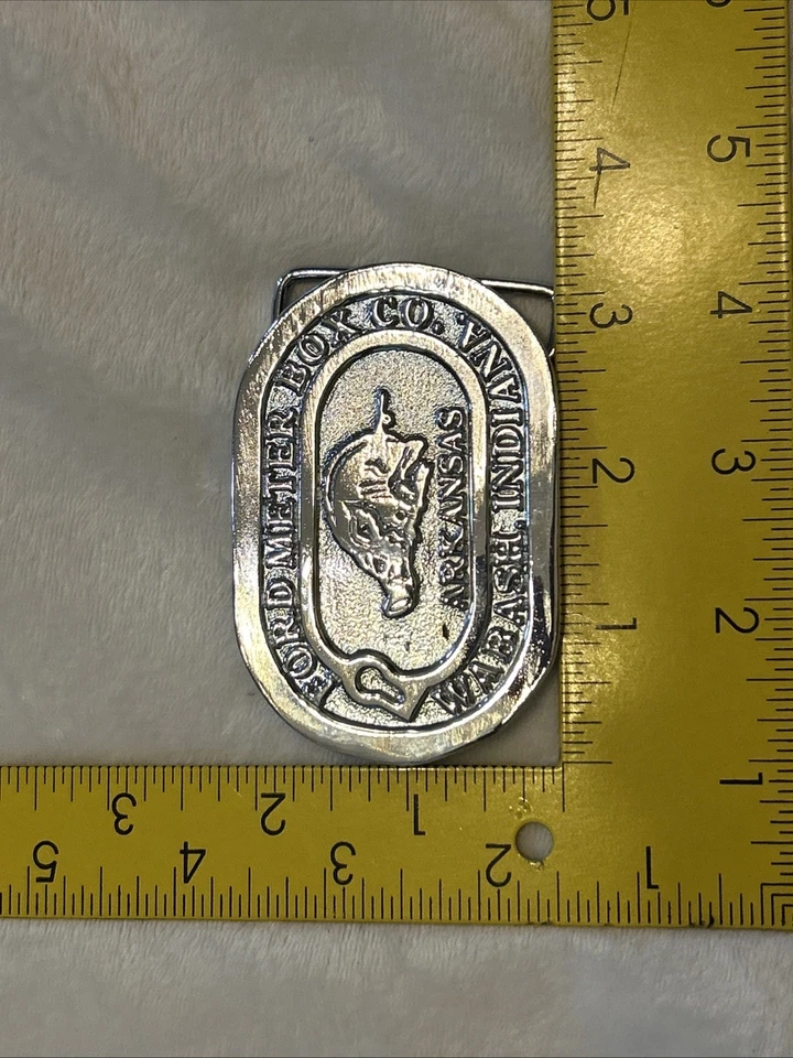 RARO DIFÍCIL DE ENCONTRAR De colección Ford Meter Box Company Arkansas Razorbacks Hebilla de Cinturón Foto 3 de 3