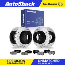 Front Rear Drilled Slotted Brake Rotors Ceramic Pads for Toyota Tundra V8