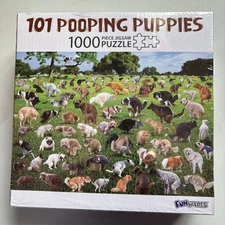 NEW Puzzle “101 Pooping Puppies” 1000 Piece Puzzle Dogs Funwares Sealed